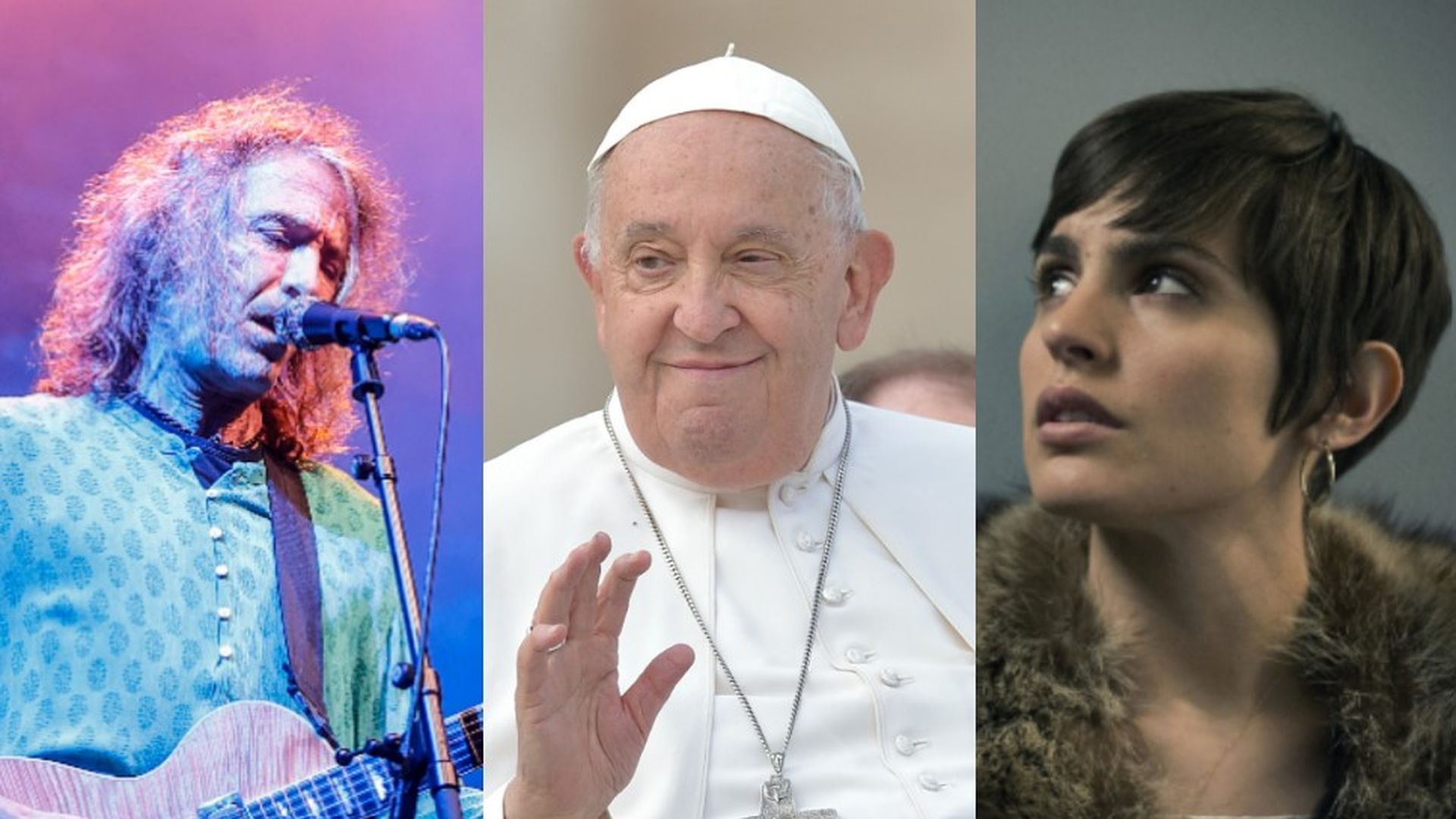 Robe Iniesta, el papa Francisco y Verónica Echégui