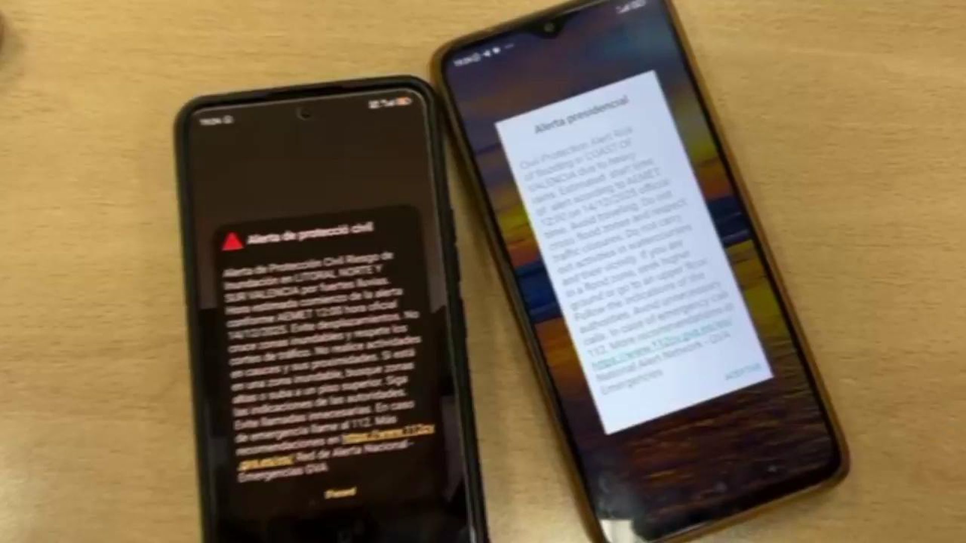 El mensaje que se ha recibido en los móviles.  