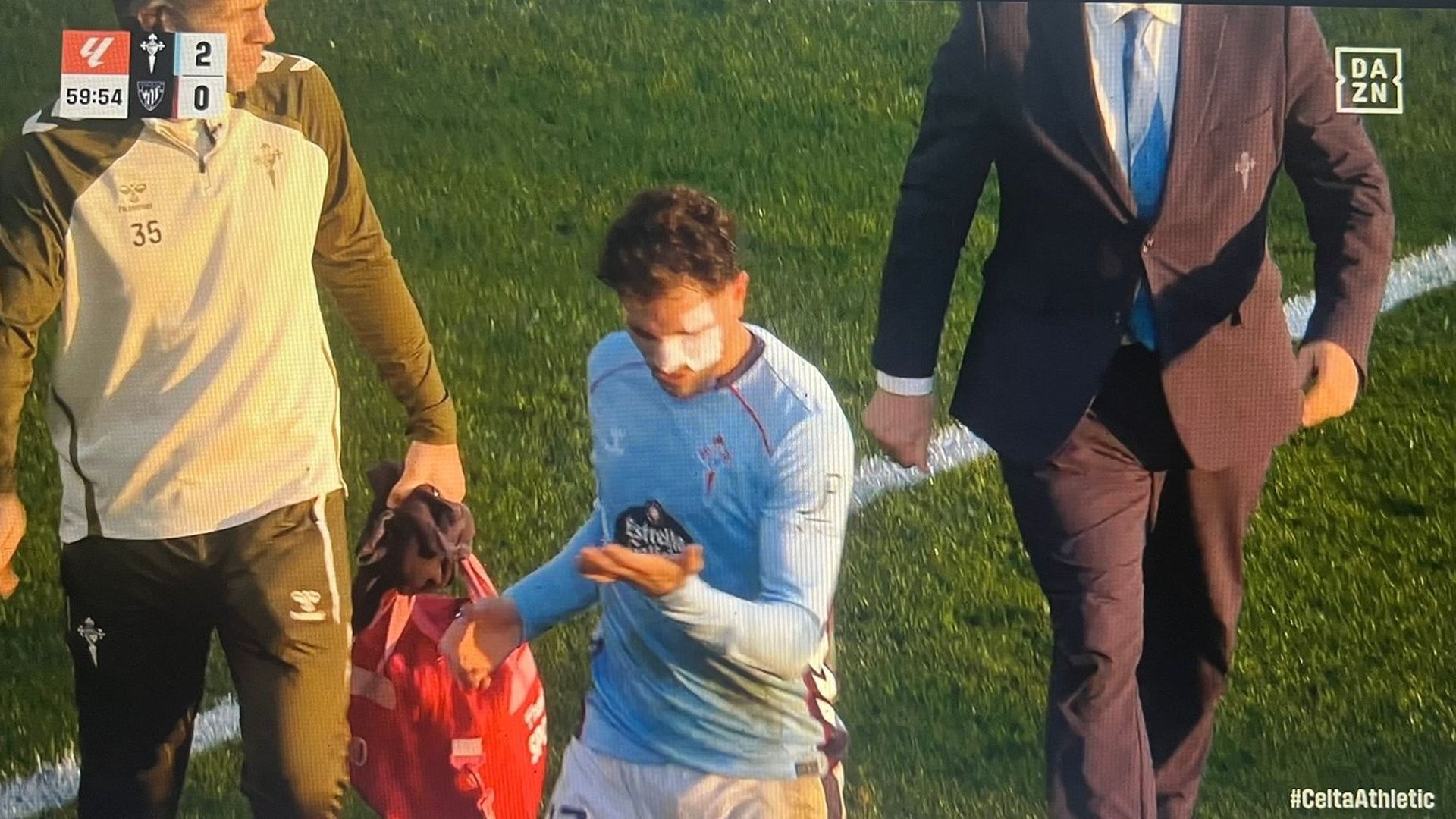 Lesión de Javi Rueda en el Celta-Athletic