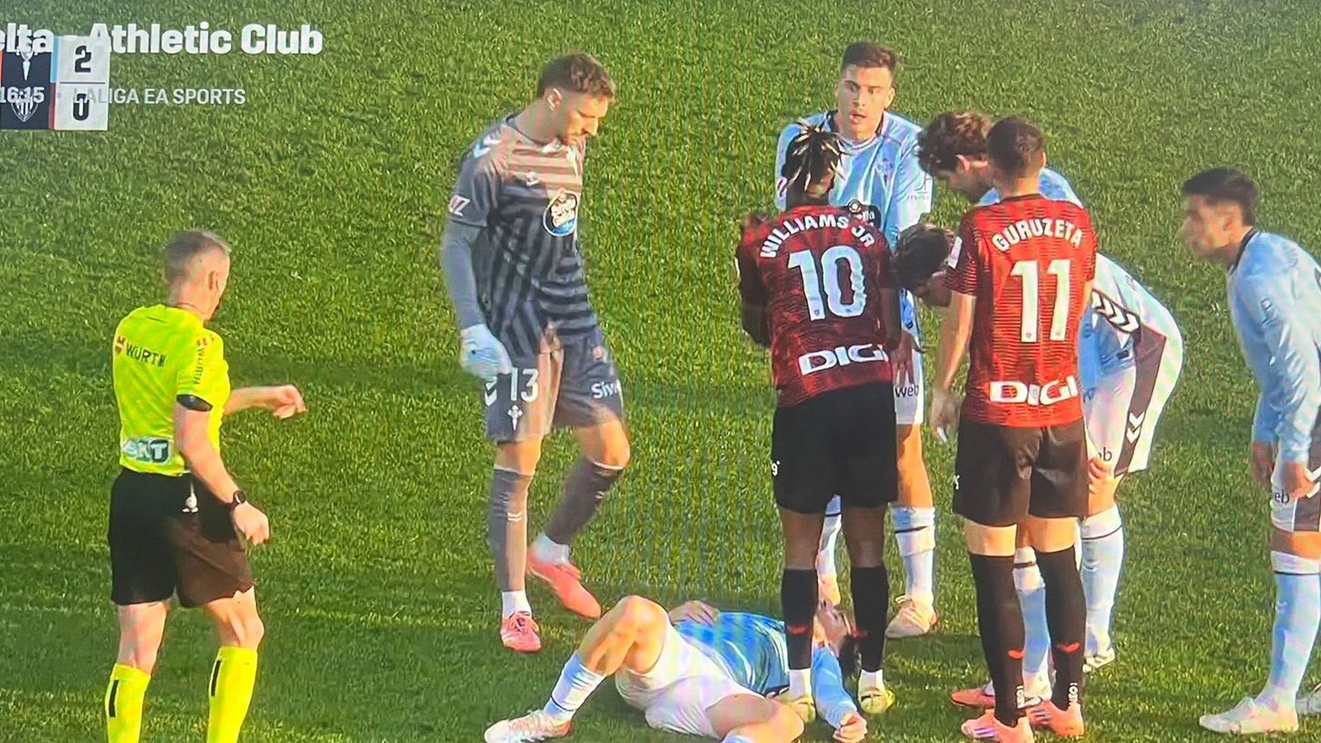 Lesión de Javi Rueda en el Celta-Athletic Lesión de Javi Rueda en el Celta-Athletic