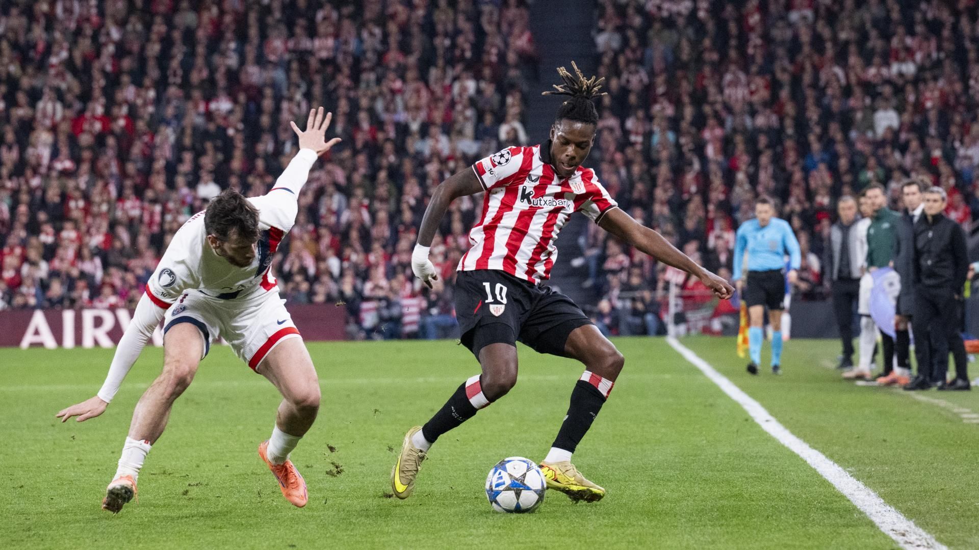 Nico Williams en el Athletic - PSG de la Champions League