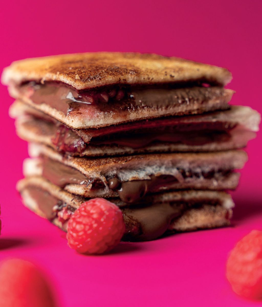 Bikini de Nutella con frambuesas