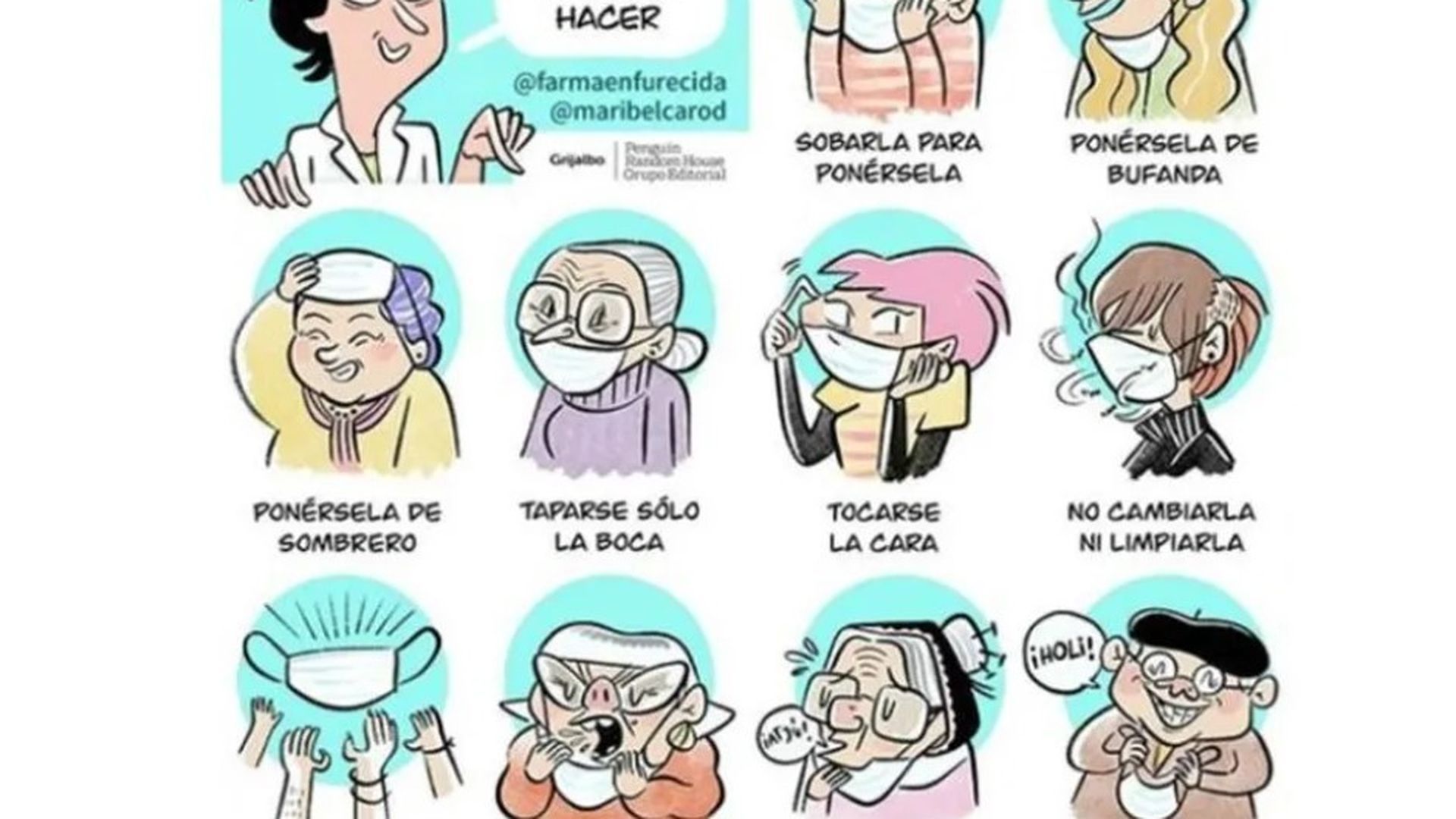 Infografía sobre el uso de mascarillas. TWITTER: @maribelcarod y @Farmaenfurecida
