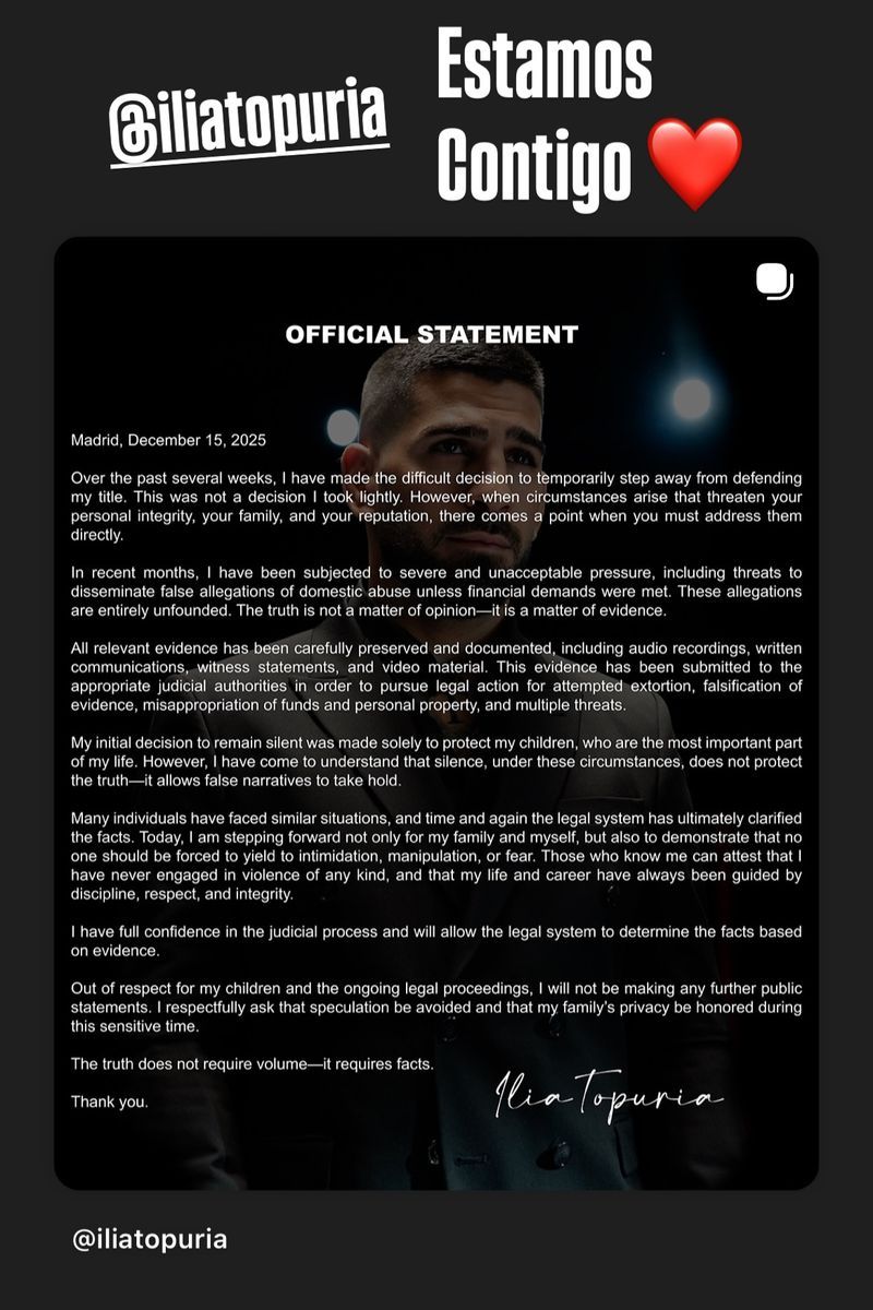 Las palabras de apoyo de Omar Montes a Ilia Topuria