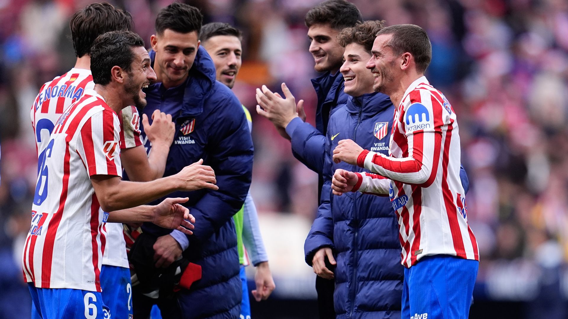 Los jugadores del Atlético de Madrid celebrando la victoria contra el Valencia
