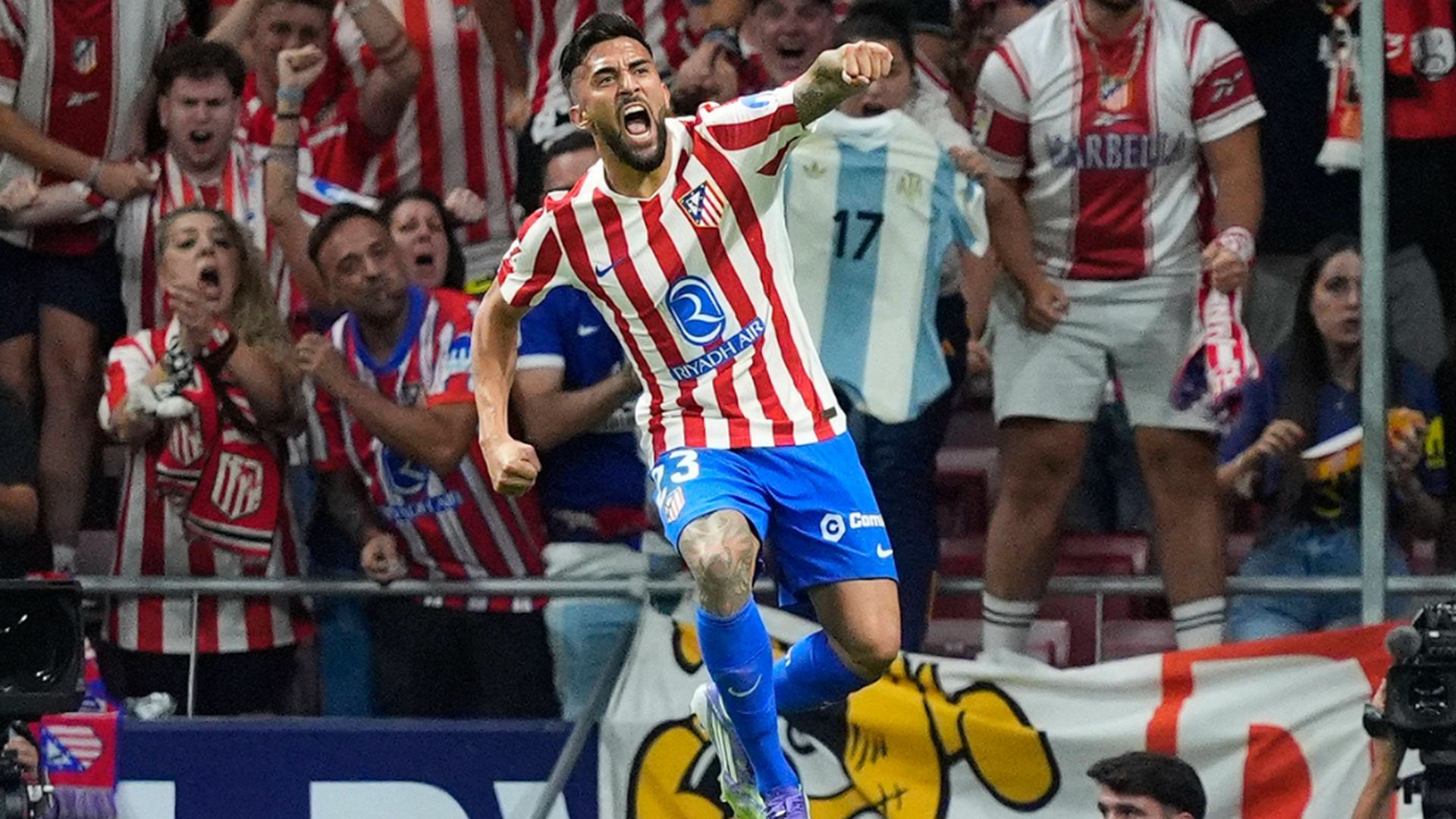 Nico González celebra con el Atlético de Madrid Nico González celebra con el Atlético de Madrid