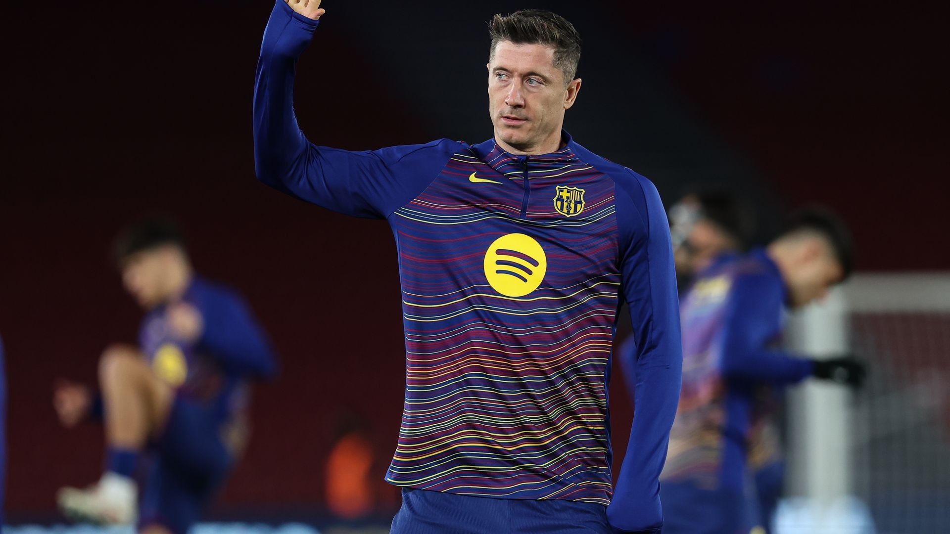 Rober Lewandowski antes de un partido del Barcelona Rober Lewandowski antes de un partido del Barcelona