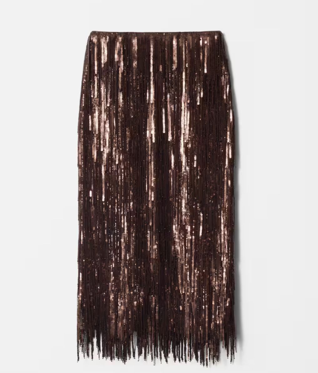 Falda midi con lentejuelas y flecos – & Other Stories