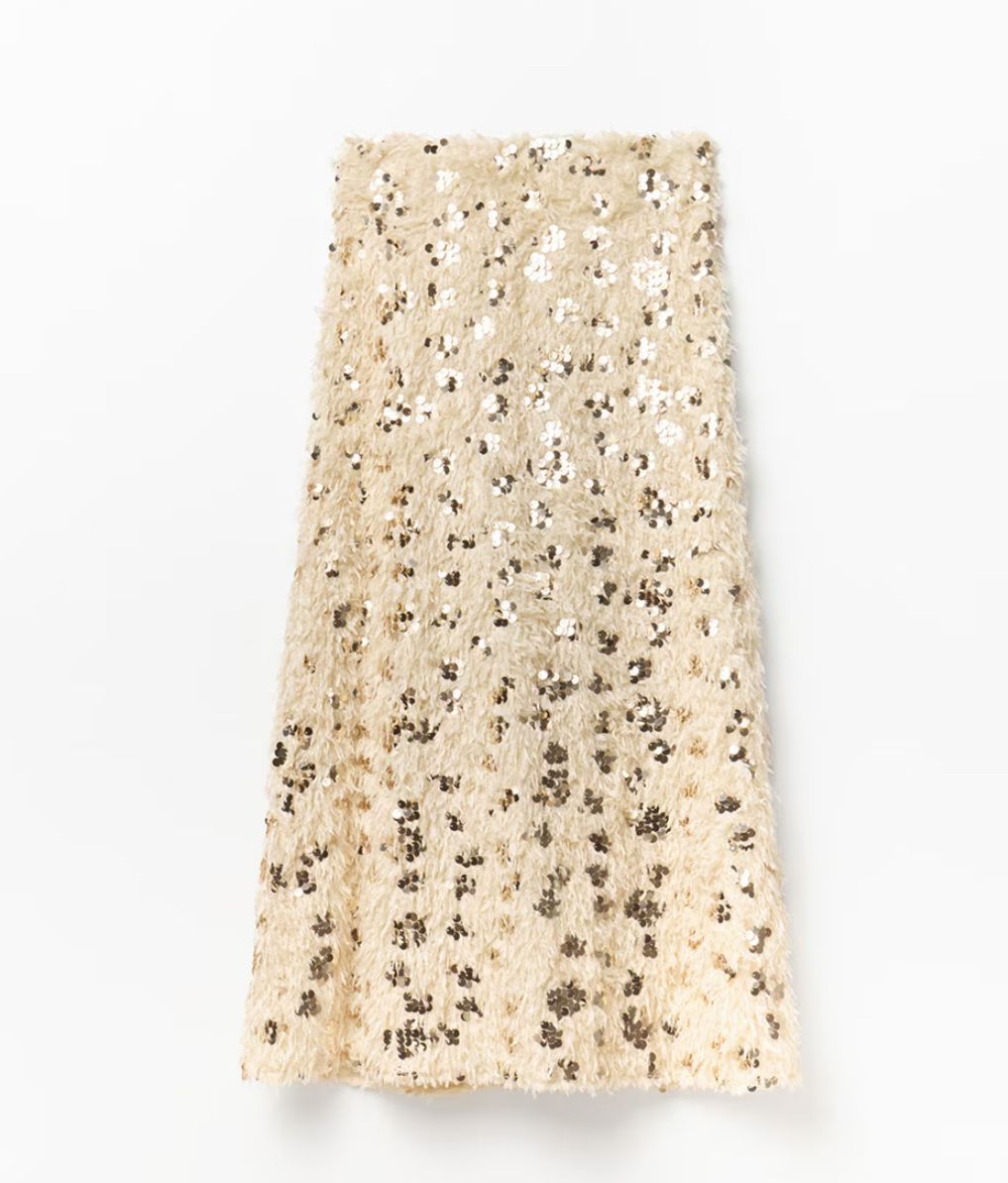 Falda midi de lentejuelas – El Corte Inglés