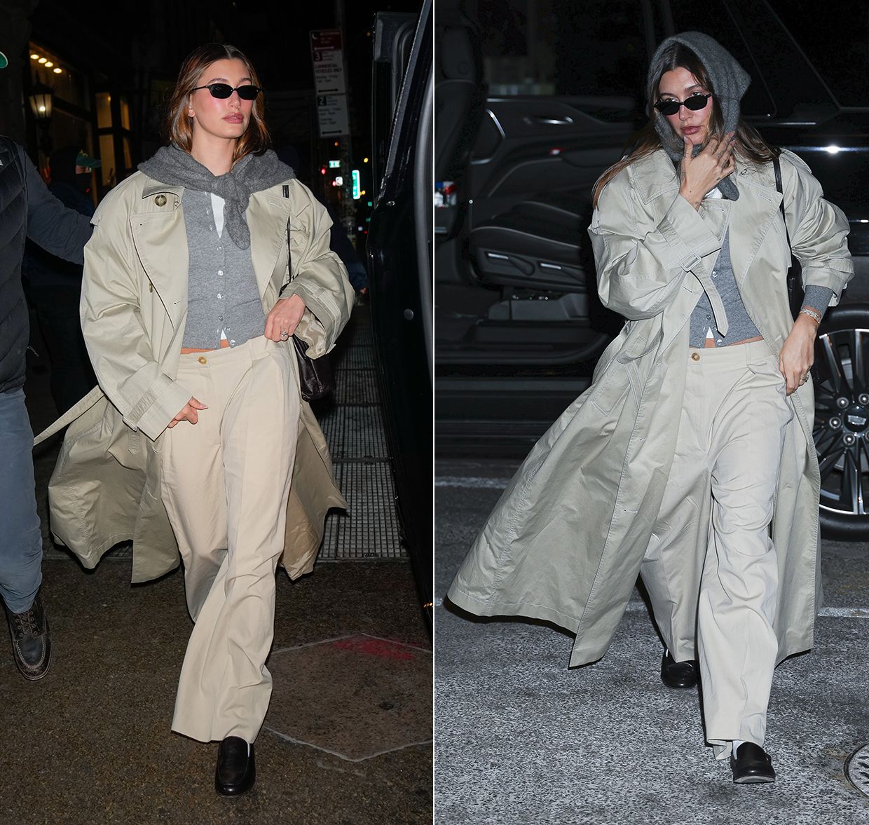 Hailey Bieber con bandana de cashmere