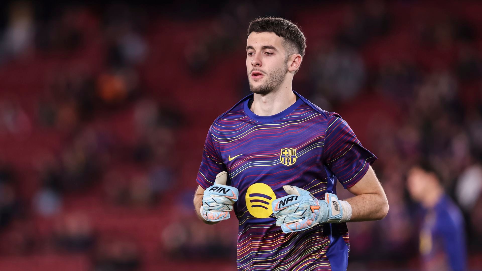 Joan García calentando con el FC Barcelona Joan García calentando con el FC Barcelona