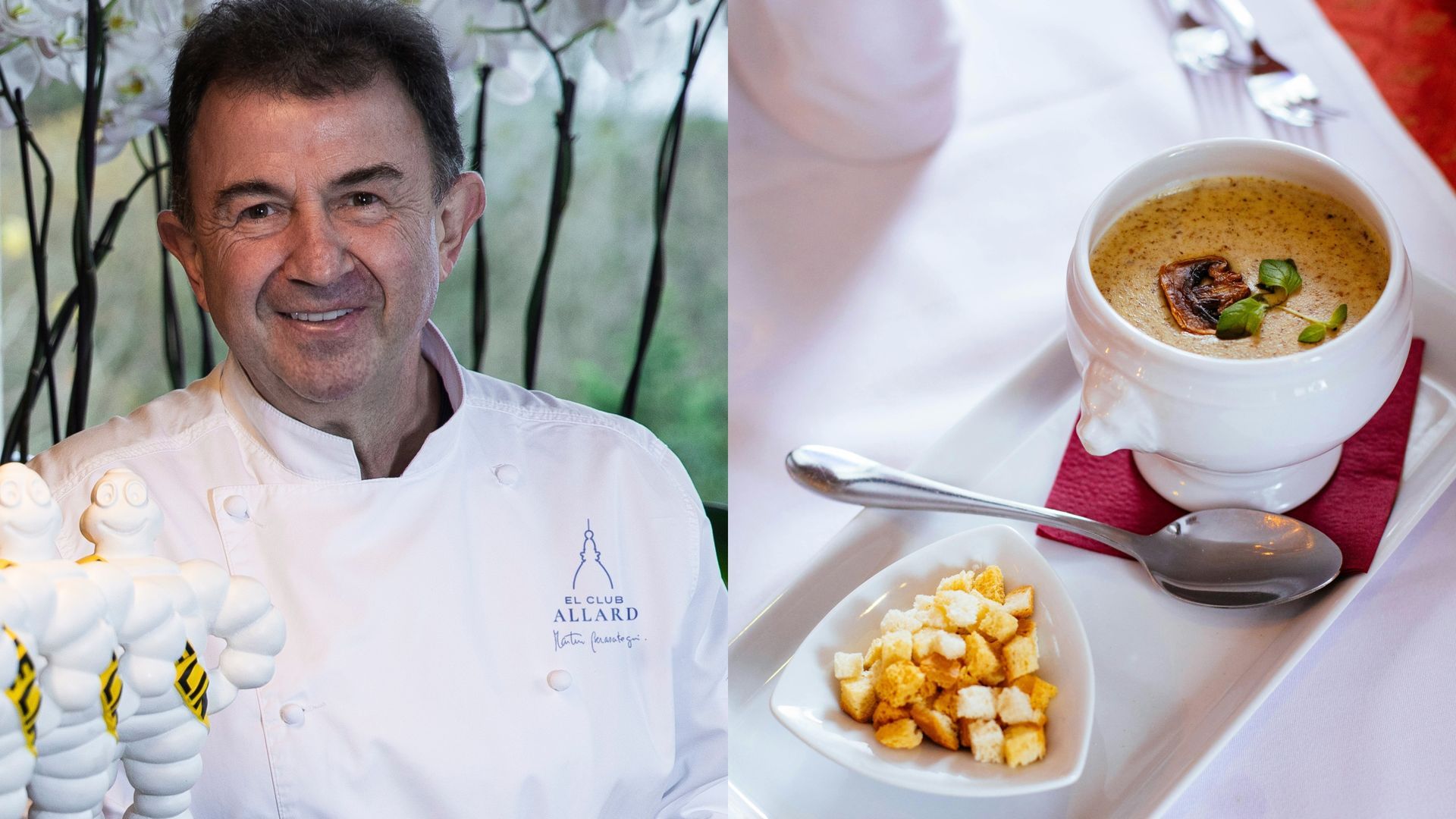 Martín Berasategui y crema, en un montaje de fotos Martín Berasategui y crema, en un montaje de fotos