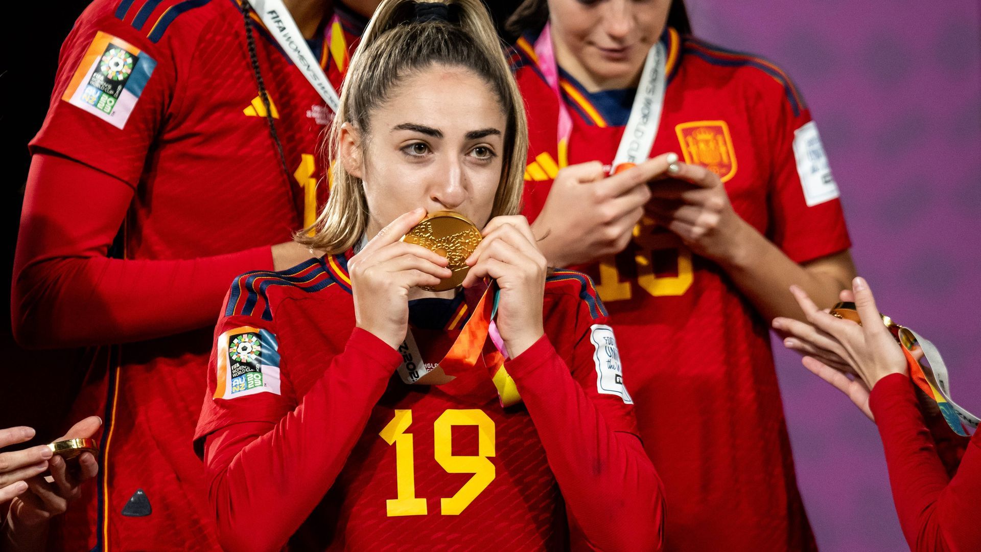 Olga Carmona celebrando el Mundial femenino de 2023 Olga Carmona celebrando el Mundial femenino de 2023