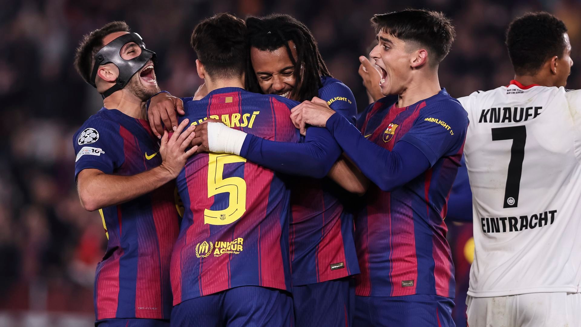 El FC Barcelona celebrando un gol en Champions League El FC Barcelona celebrando un gol en Champions League