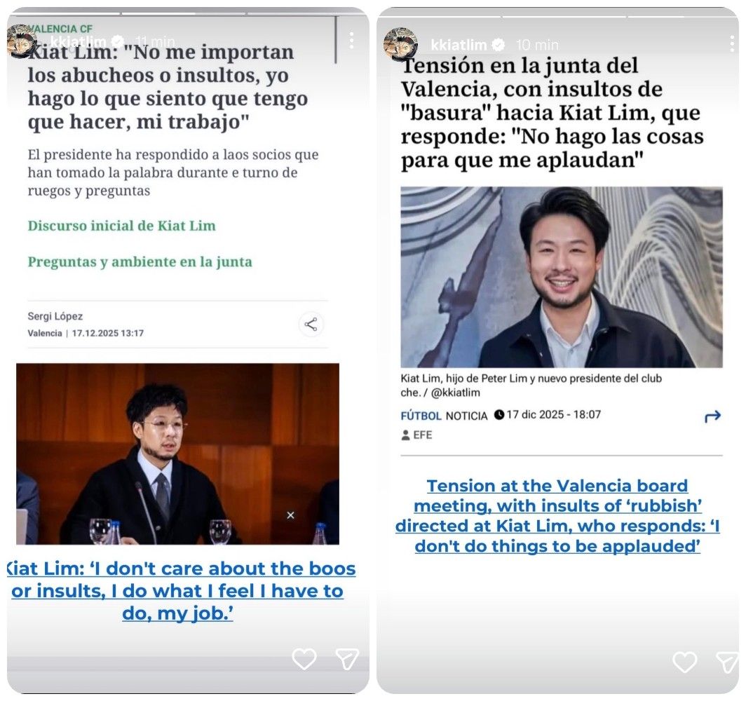 Publicación de Kiat Lim en redes