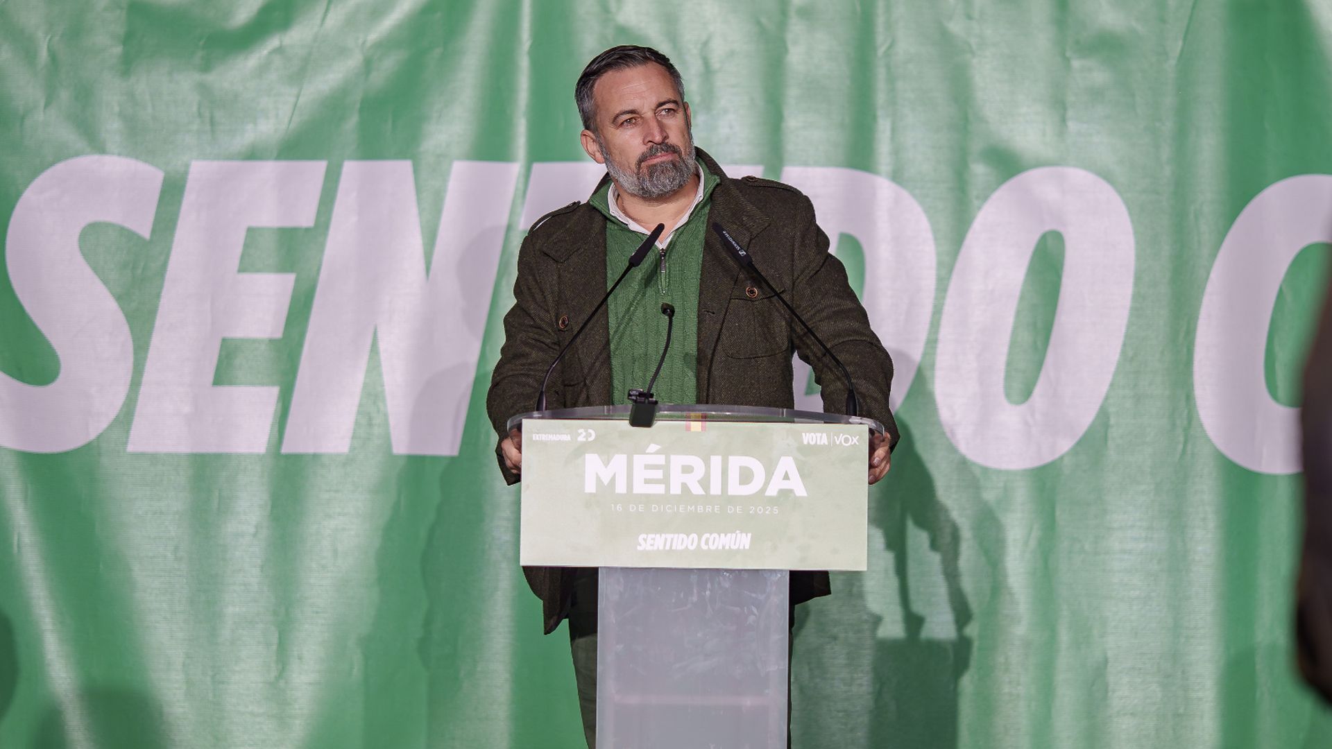 Santiago Abascal, líder de VOX, en su mitin de Mérida Santiago Abascal, líder de VOX, en su mitin de Mérida
