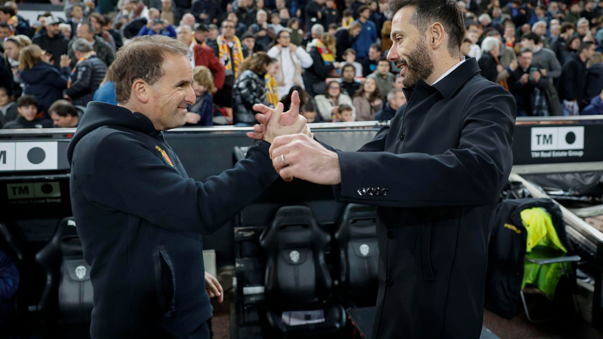 Arrasate y Corberán en el Valencia - Mallorca