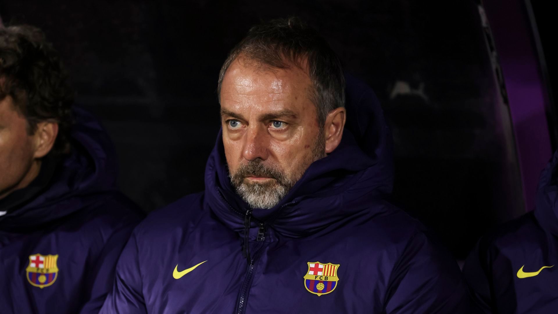 Hansi Flick durante un partido del FC Barcelona