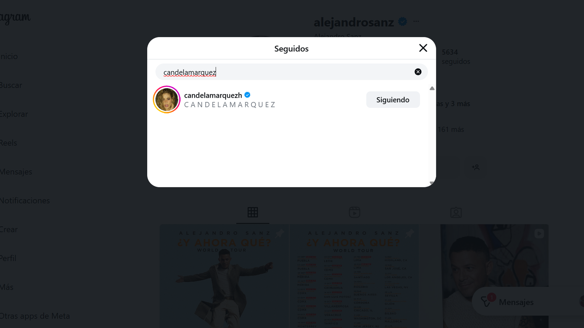 Alejandro Sanz sí que sigue a Candela Márquez