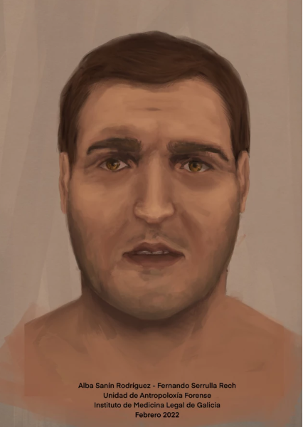 Archivo - Retrato elaborado con técnica de aproximación facial para ayudar a identificar el cadáver aparecido en un pozo en O Porriño (Pontevedra) en febrero de 2021.