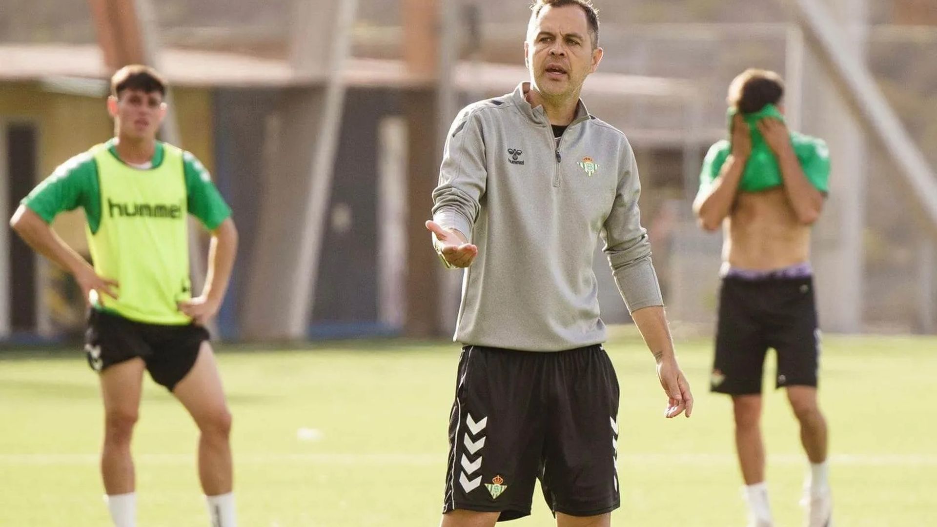 Dani Fragoso, en un entrenamiento con el Juvenil A