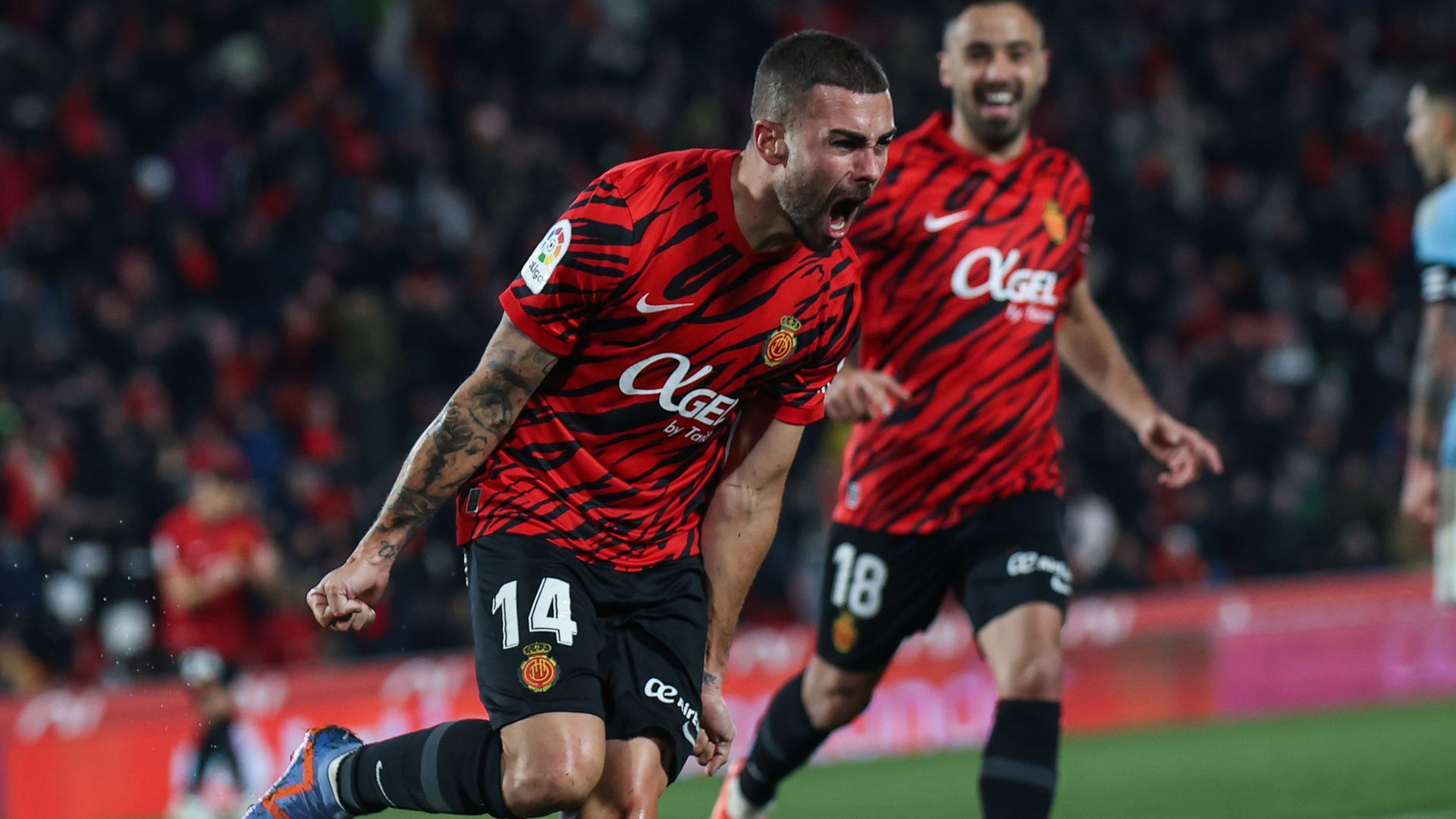 Dani Rodríguez celebra un tanto