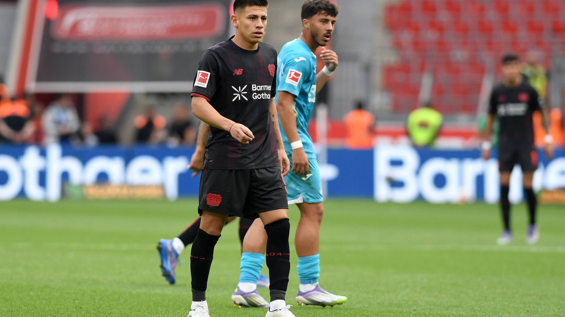 Echeverri, en un partido del Leverkusen