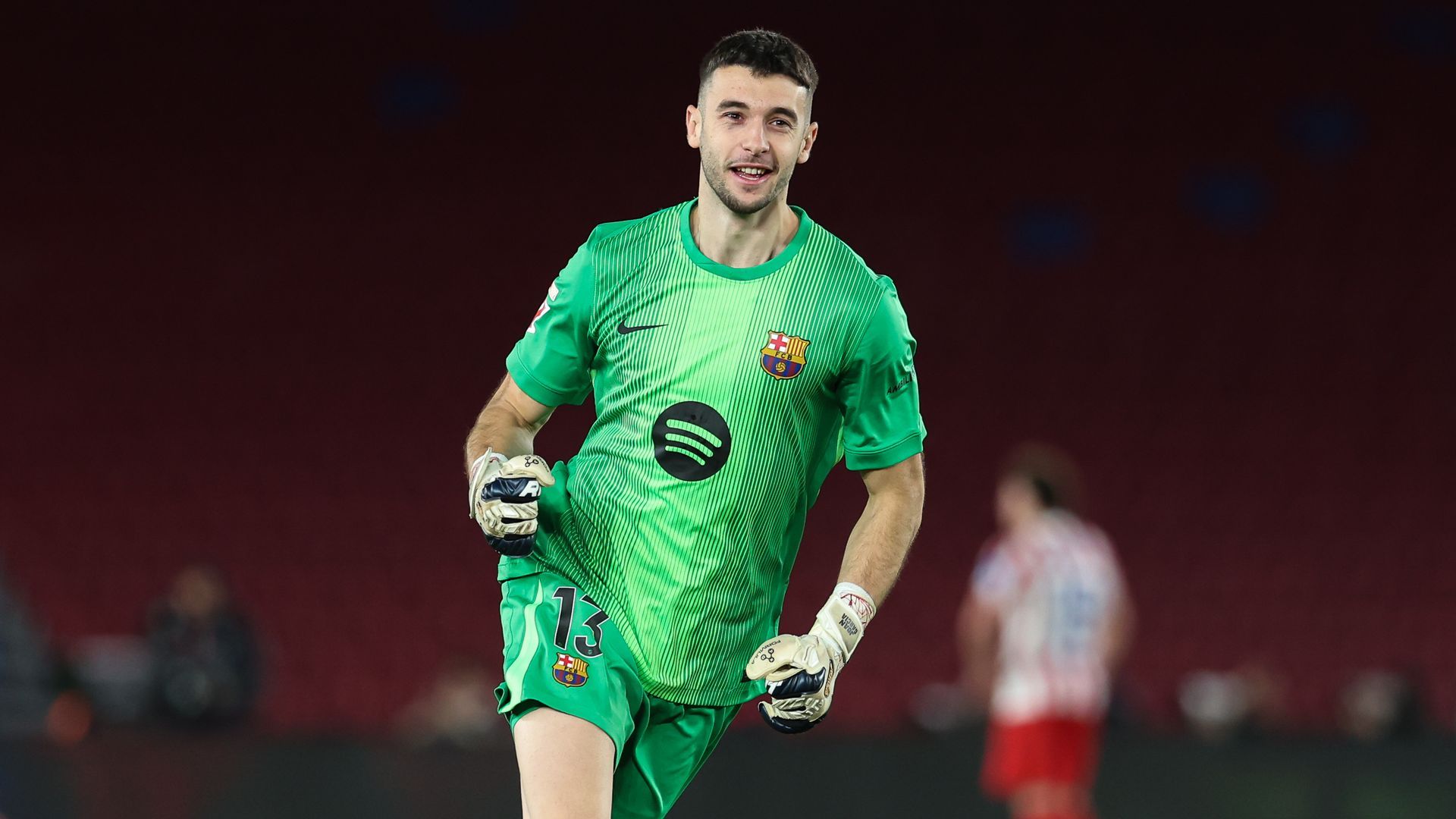 Joan García celebrando con el Barcelona