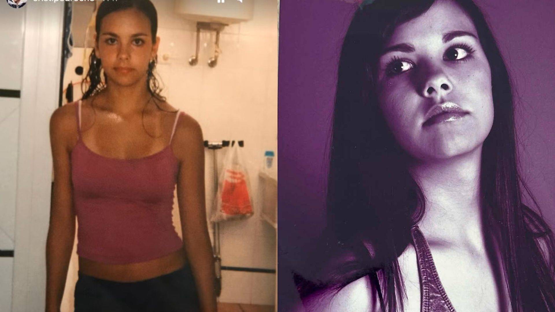 Cristina Pedroche, en su juventud, con catorce y dieciocho años