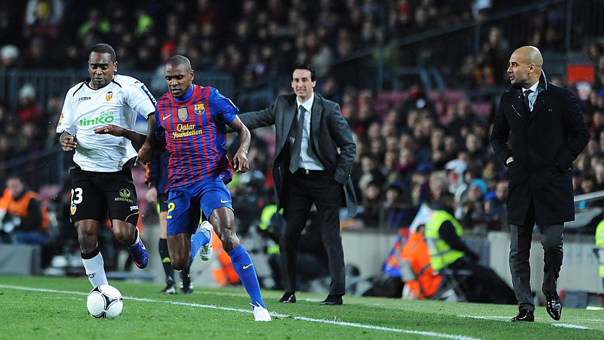 Unai Emery y Pep Guardiola, en un Barça - Valencia