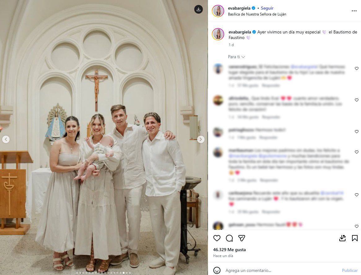 Los padrinos de Faustino Simeone, fueron sus tios Gianluca y María Victoria