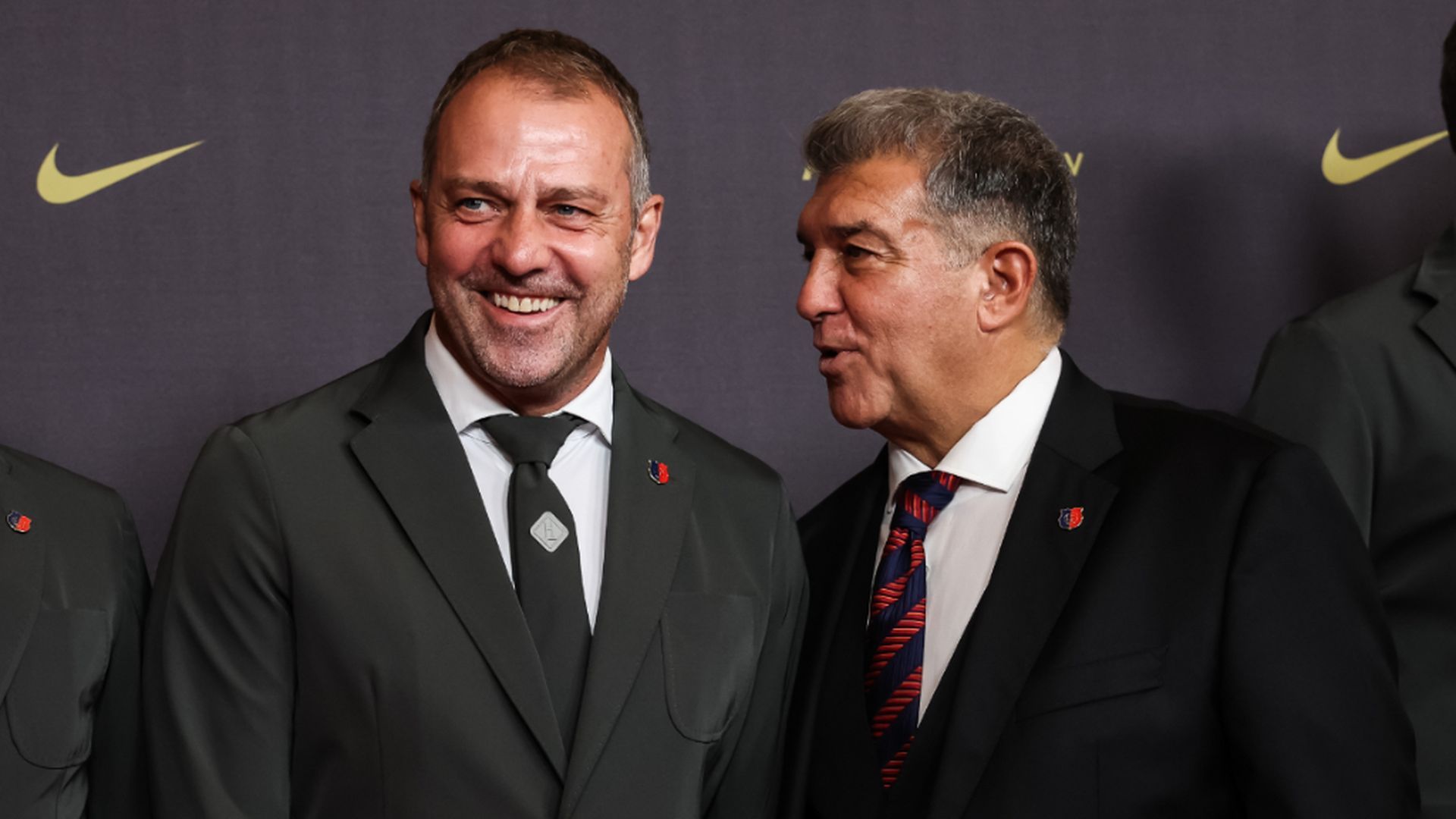 Hansi Flick y Joan Laporta en una gala del FC Barcelona