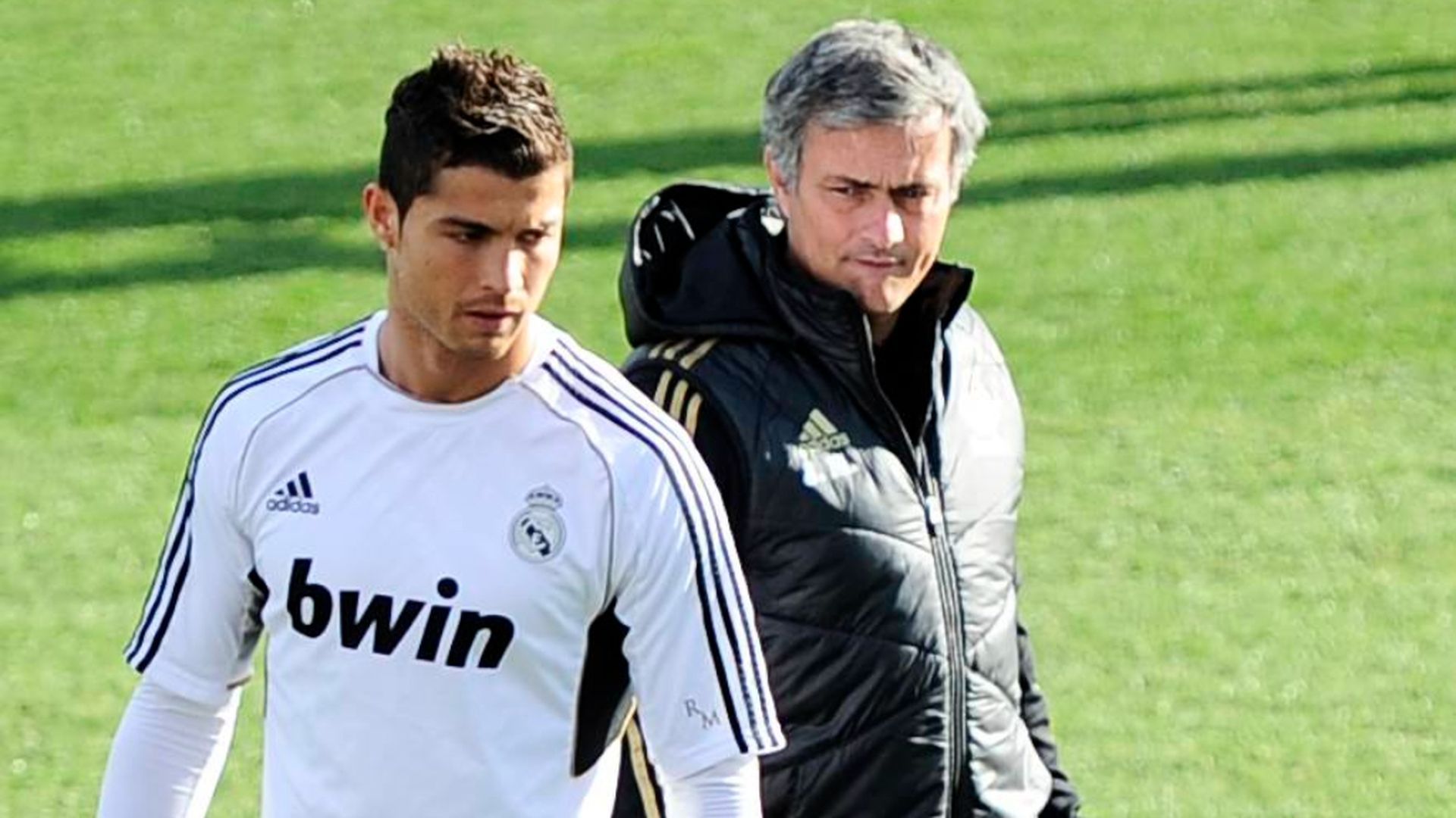 Cristiano y Mourinho en un entrenamiento del Real Madrid