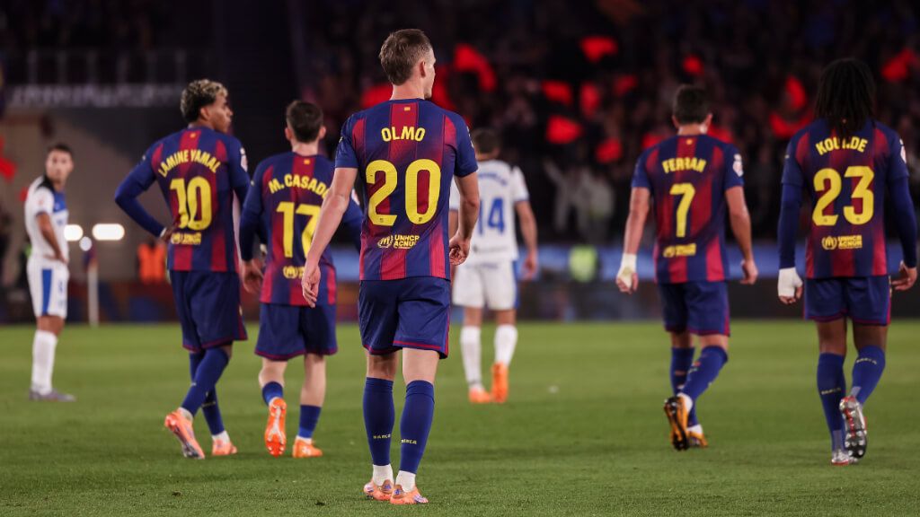 Los jugadores del FC Barcelona en el partido de la jornada 14 de LALIGA EA Sports (Europa Press)