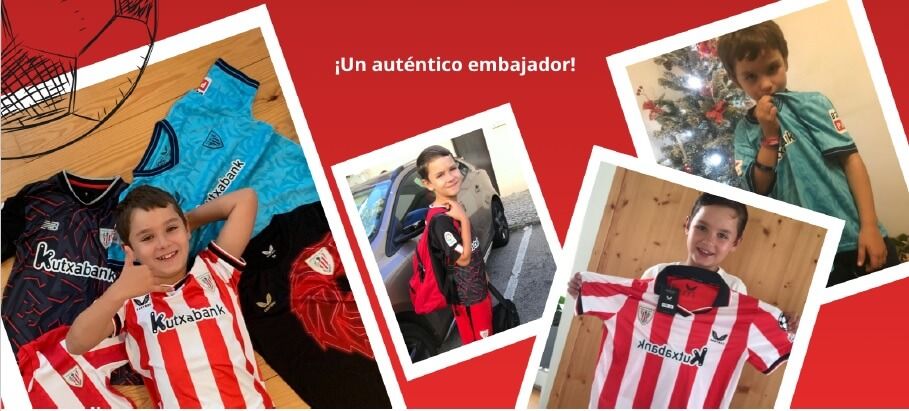  Montaje de fotos de Francisco con sus equipaciones del Athletic Club.