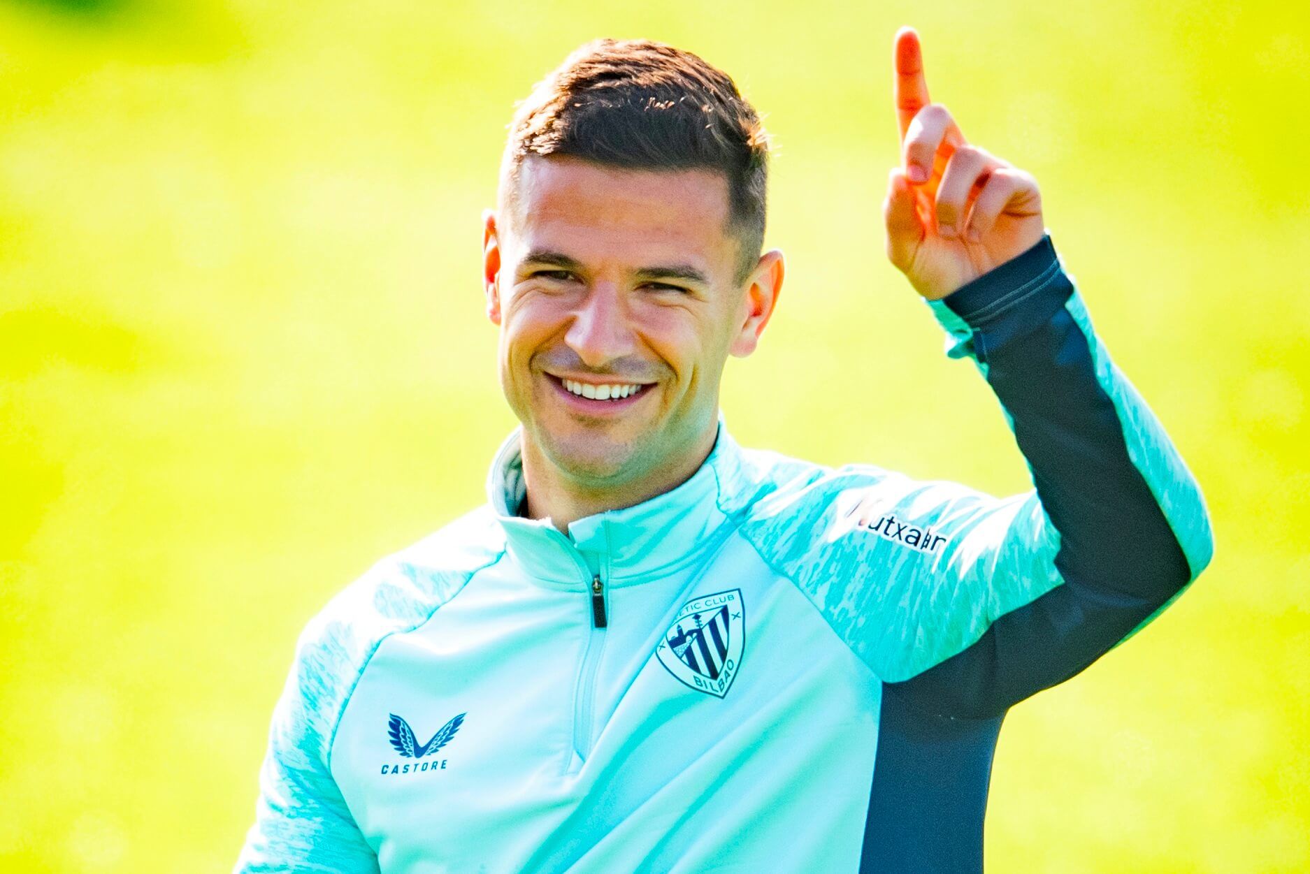  Gesto de Gorka Guruzeta en un entrenamiento en Lezama.