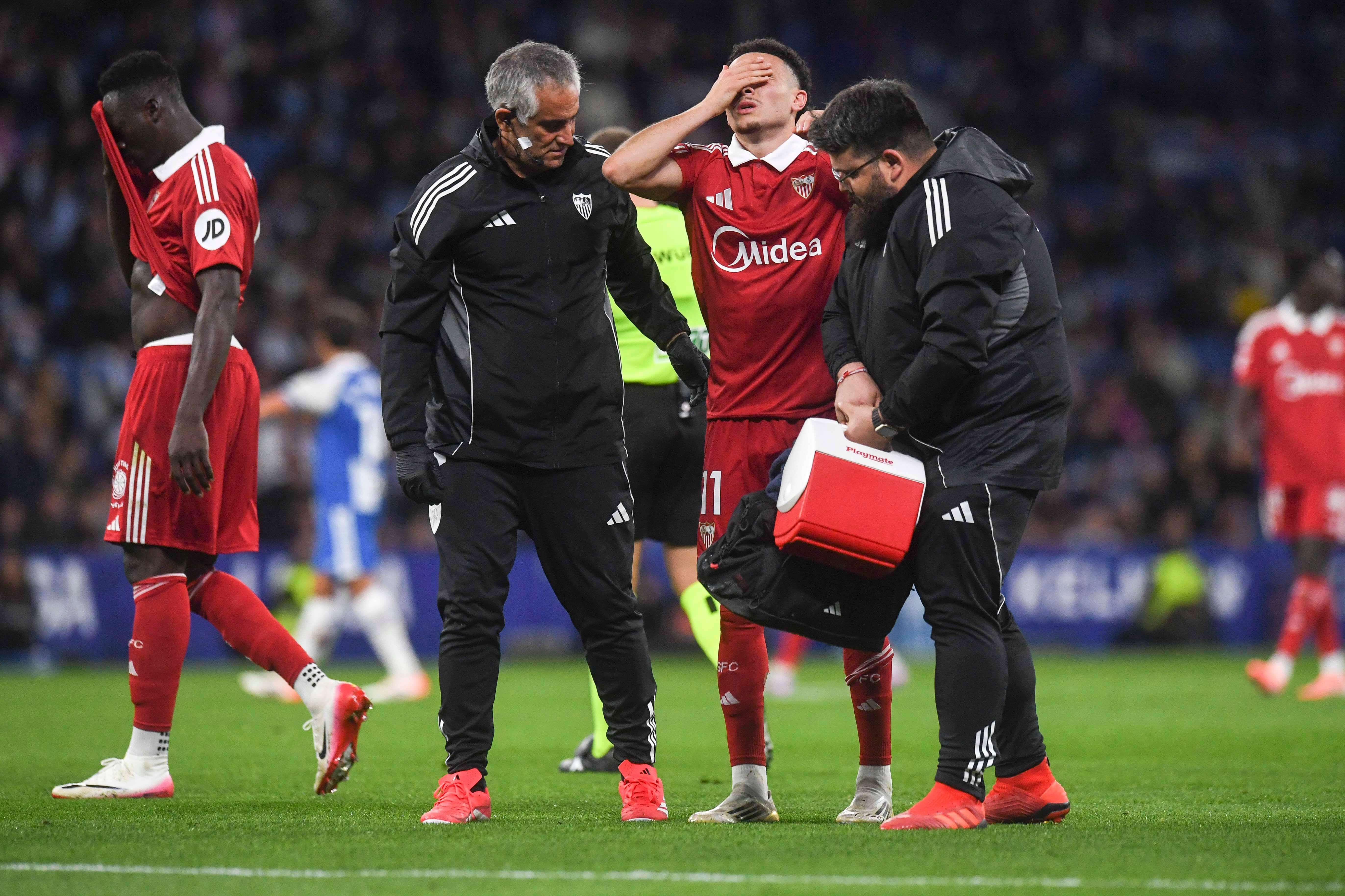 Rubén Vargas, lesionado en el Espanyol - Sevilla.