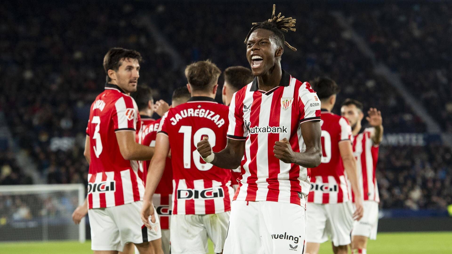  Así celebra Nico Williams su gol frente al Levante UD.