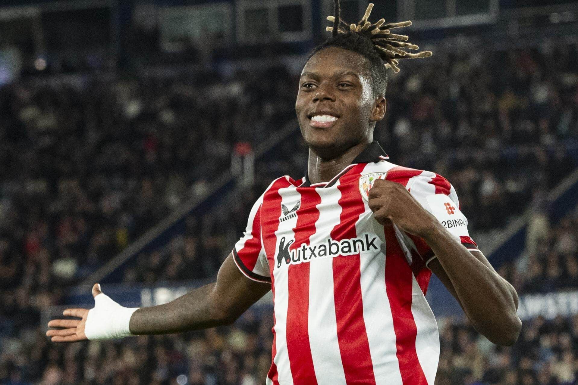  Así celebra Nico Williams su gol frente al Levante UD.