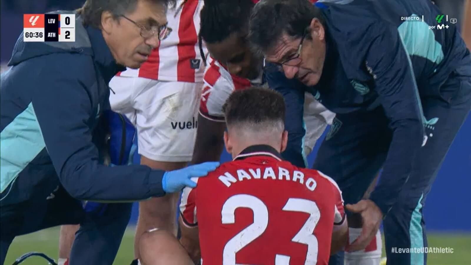  La lesión de Robert Navarro en el Levante - Athletic Club. (Movistar)
