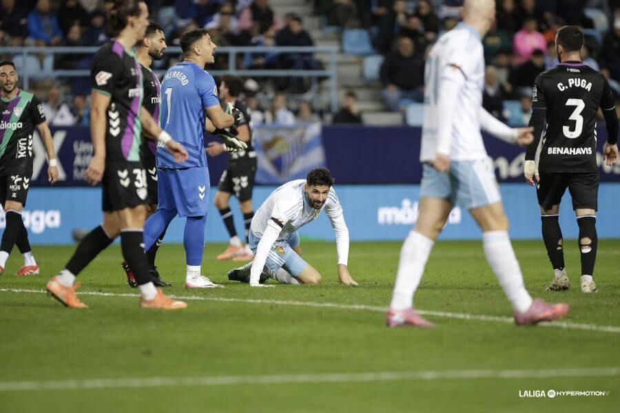 Lance del Málaga - Real Zaragoza en La Rosaleda.