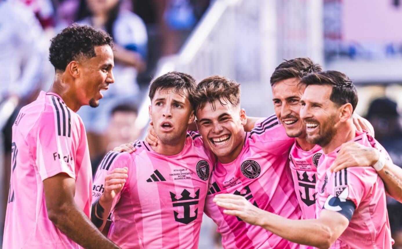 Celebración del Inter Miami tras un gol a los Vancouver Whitecaps.