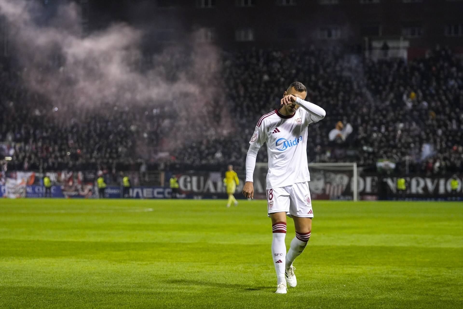 Joan Jordán, durante el Extremadura - Sevilla.