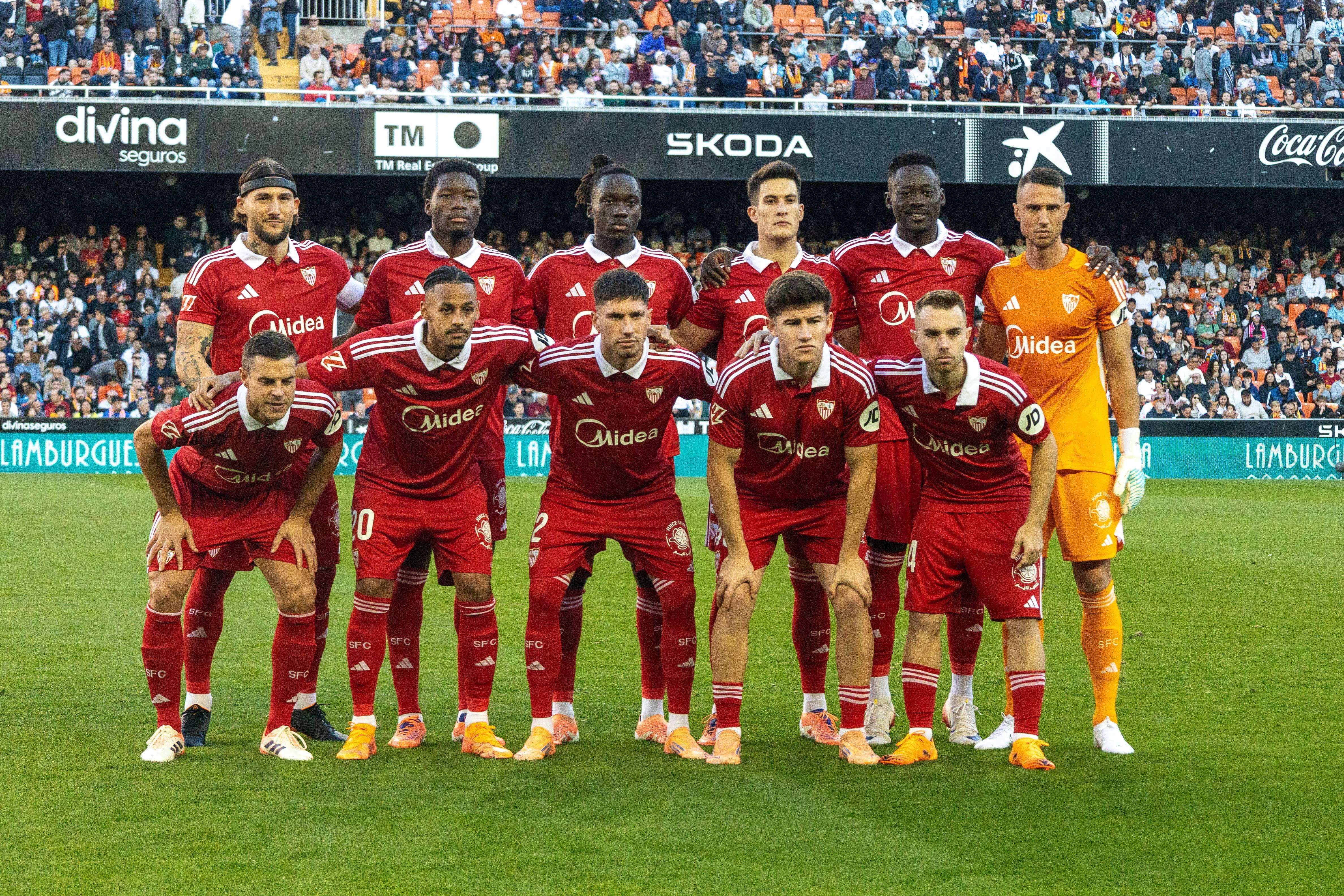  El once del Sevilla ante el Valencia.