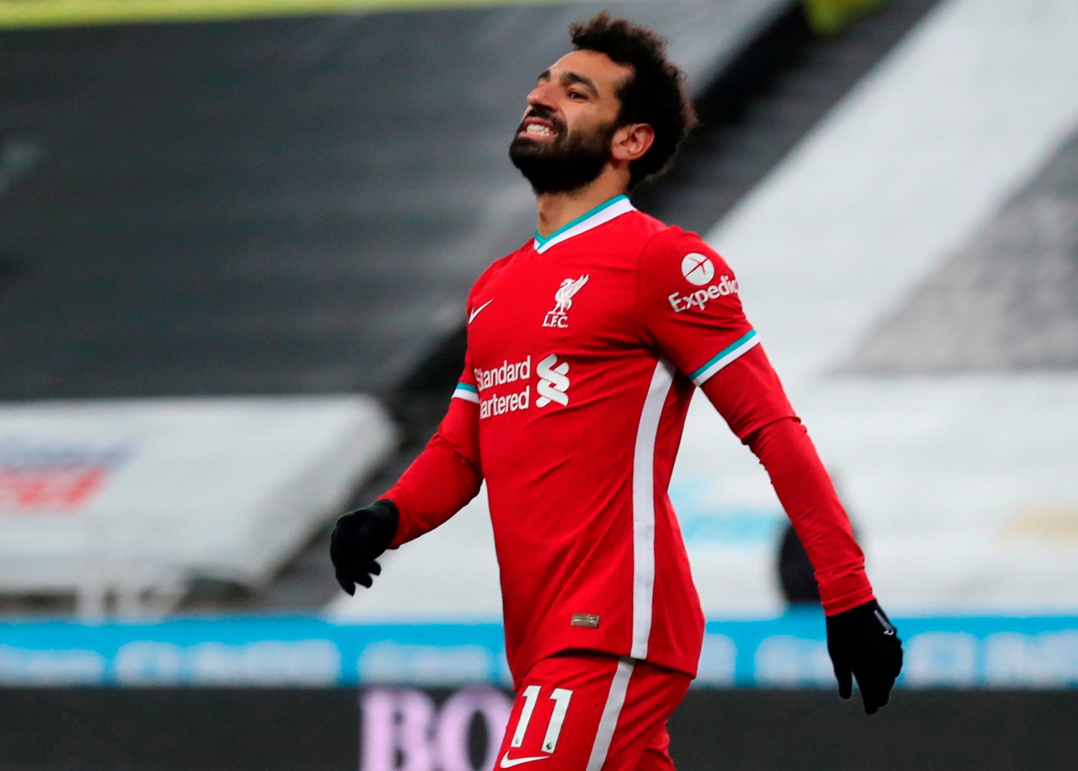  Salah, durante un partido con el Liverpool .