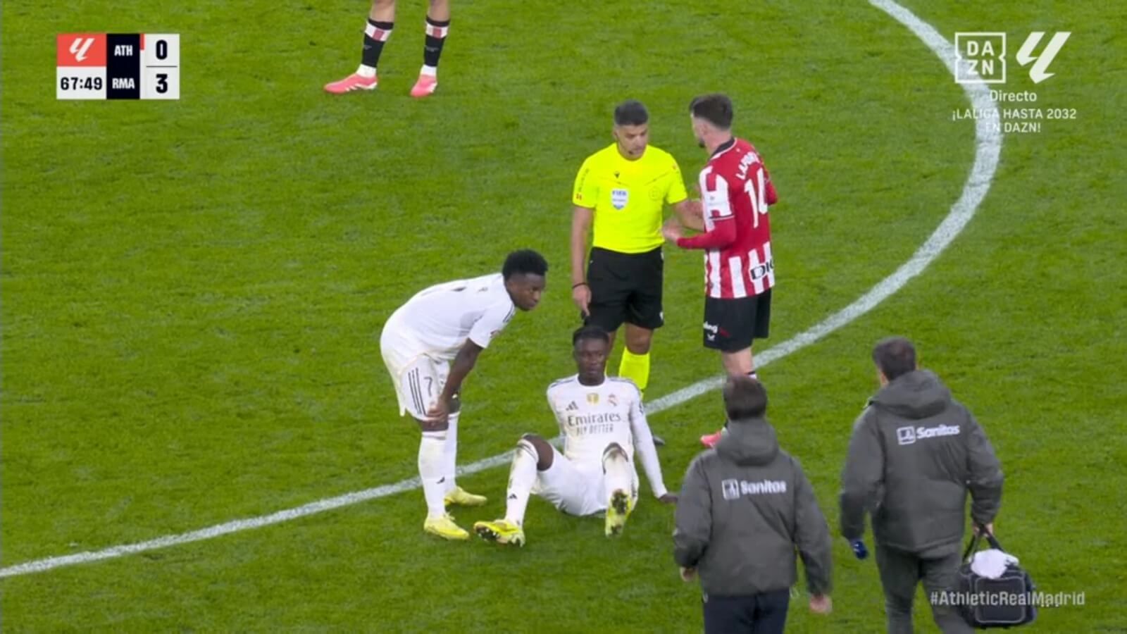  Camavinga se va lesionado de San Mamés (Captura de DAZN)