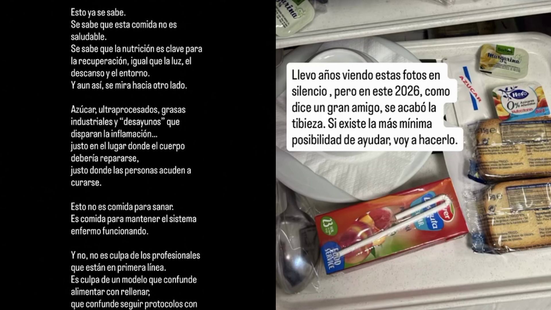 Marcos Llorente y la comida de los hospitales