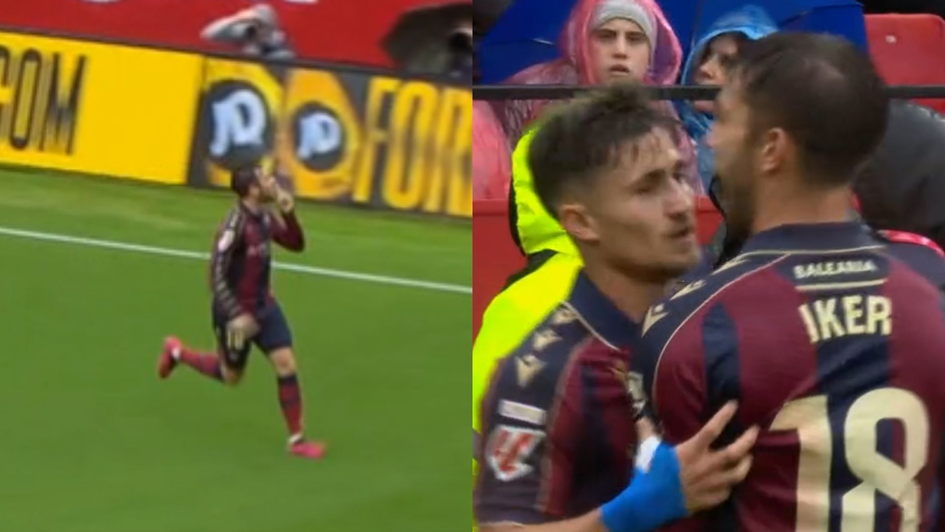 Celebración del gol de Iker Losada ante el Sevilla.