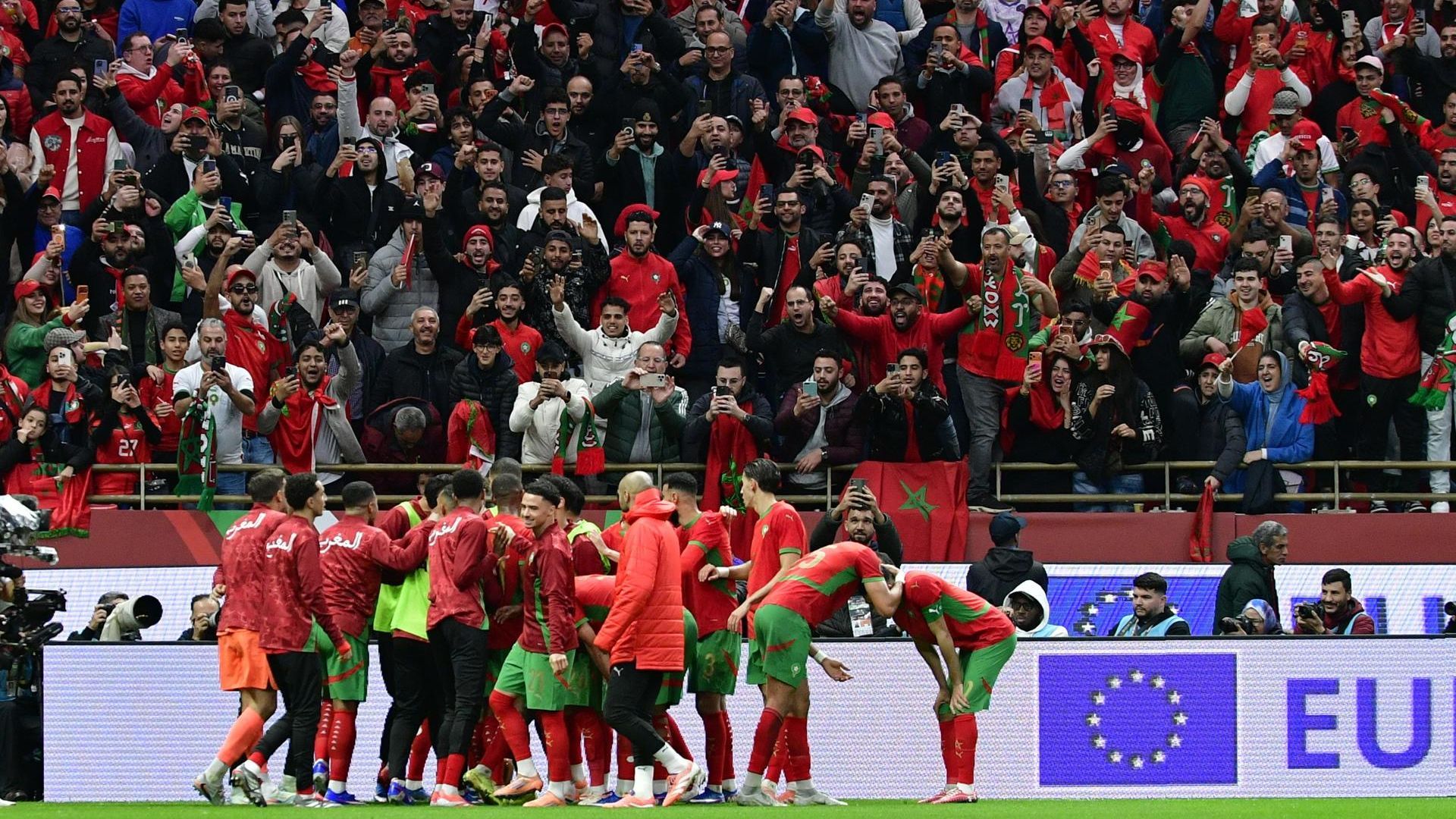 Marruecos celebra su gol ante Tanzania