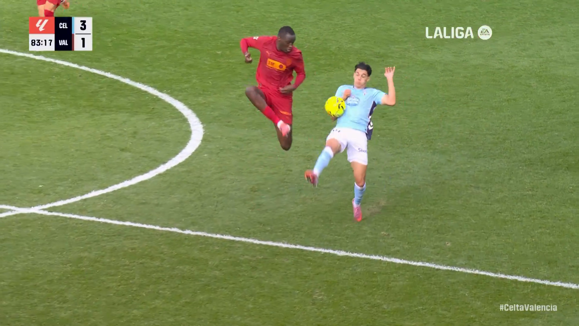 Jugada del Celta-Valencia de la jornada 18